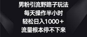 男粉引流野路子玩法，每天操作半小时轻松日入1000＋，流量根本停不下来-湖南汶篮网络科技有限公司
