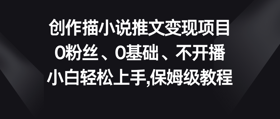 小说推文变现项目，0粉丝、0基础、不开播、小白轻松上手，保姆级教程-湖南汶篮网络科技有限公司