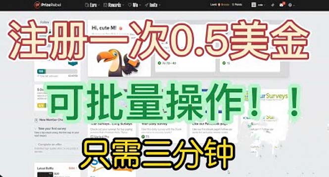国外项目注册一次0.5美金 只需三分钟无脑操作 可批量放大 小白工作室福利-湖南汶篮网络科技有限公司