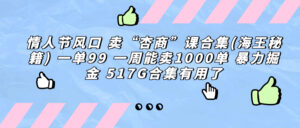 情人节风口 卖“杏商”课合集(海王秘籍) 一单99 一周能卖1000单 暴…-湖南汶篮网络科技有限公司