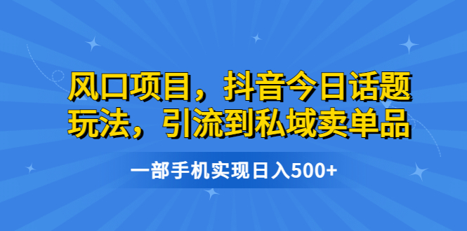 风口项目，抖音今日话题玩法，引流到私域卖单品，一部手机实现日入500+-湖南汶篮网络科技有限公司