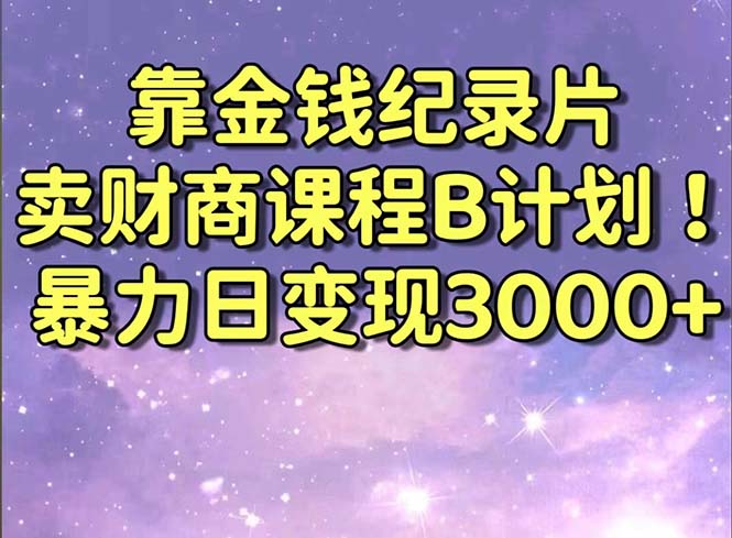 靠金钱纪录片卖财商课程B计划!暴力日变现3000+,喂饭式干货教程!-湖南汶篮网络科技有限公司