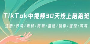 TikTok中视频-30天线上陪跑班：注册/养号/素材/剪辑/搭建/制作/提现/等等-湖南汶篮网络科技有限公司