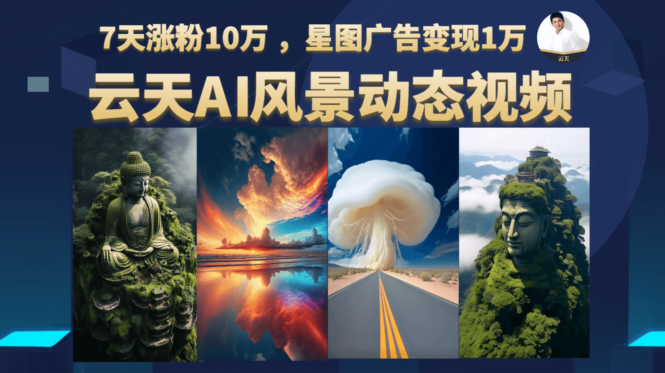 云天AI风景动图视频制作,7天涨粉10万 ,星图广告变现1万-湖南汶篮网络科技有限公司