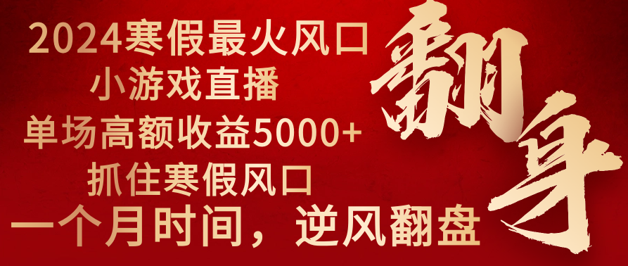 2024年最火寒假风口项目 小游戏直播 单场收益5000+抓住风口 一个月直接提车-湖南汶篮网络科技有限公司