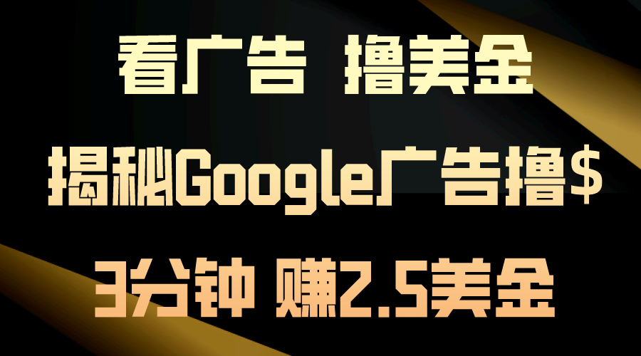 看广告,撸美金!3分钟赚2.5美金!日入200美金不是梦!揭秘Google广告撸$-湖南汶篮网络科技有限公司