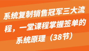 系统复制销售冠军三大流程，一堂课程掌握签单的系统原理（38节）-湖南汶篮网络科技有限公司