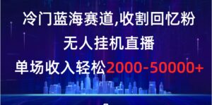 冷门蓝海赛道,收割回忆粉,无人挂机直播,单场收入轻松2000-5w+-湖南汶篮网络科技有限公司