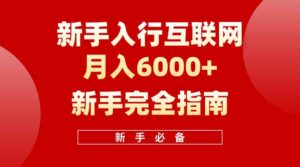 （10058期）互联网新手月入6000+完全指南 十年创业老兵用心之作，帮助小白快速入门-湖南汶篮网络科技有限公司