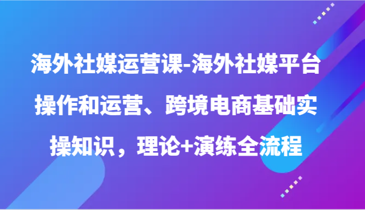 海外社媒运营课-海外社媒平台操作和运营、跨境电商基础实操知识,理论+演练全流程-湖南汶篮网络科技有限公司