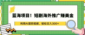 蓝海项目!短剧海外推广赚美金，利用AI混剪视频，轻松日入300+-湖南汶篮网络科技有限公司