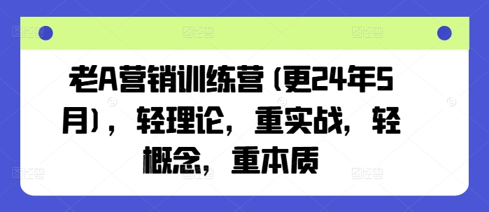 老A营销训练营(更24年5月),轻理论,重实战,轻概念,重本质-湖南汶篮网络科技有限公司