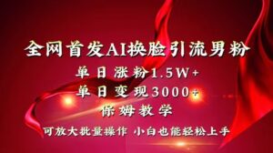全网独创首发AI换脸引流男粉单日涨粉1.5W+变现3000+小白也能上手快速拿结果-湖南汶篮网络科技有限公司