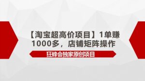 【淘宝超高价项目】1单赚1000多,店铺矩阵操作-湖南汶篮网络科技有限公司