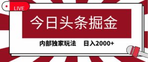 (9832期)今日头条掘金,30秒一篇文章,内部独家玩法,日入2000+-湖南汶篮网络科技有限公司