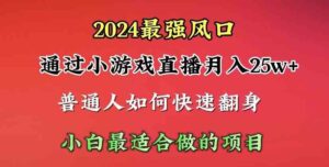 （10020期）2024年最强风口，通过小游戏直播月入25w+单日收益5000+小白最适合做的项目-湖南汶篮网络科技有限公司